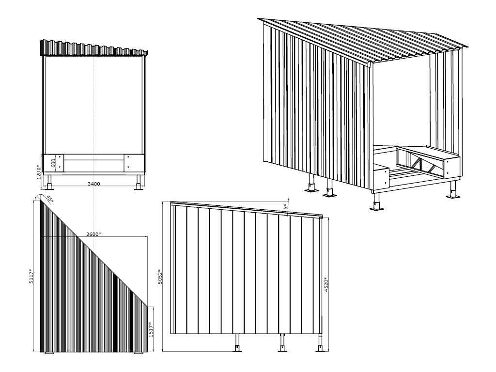 DHOUS 45 series. Standard angled dock house (45°) for an embedded type dock leveler with hinged or telescopic lip.
